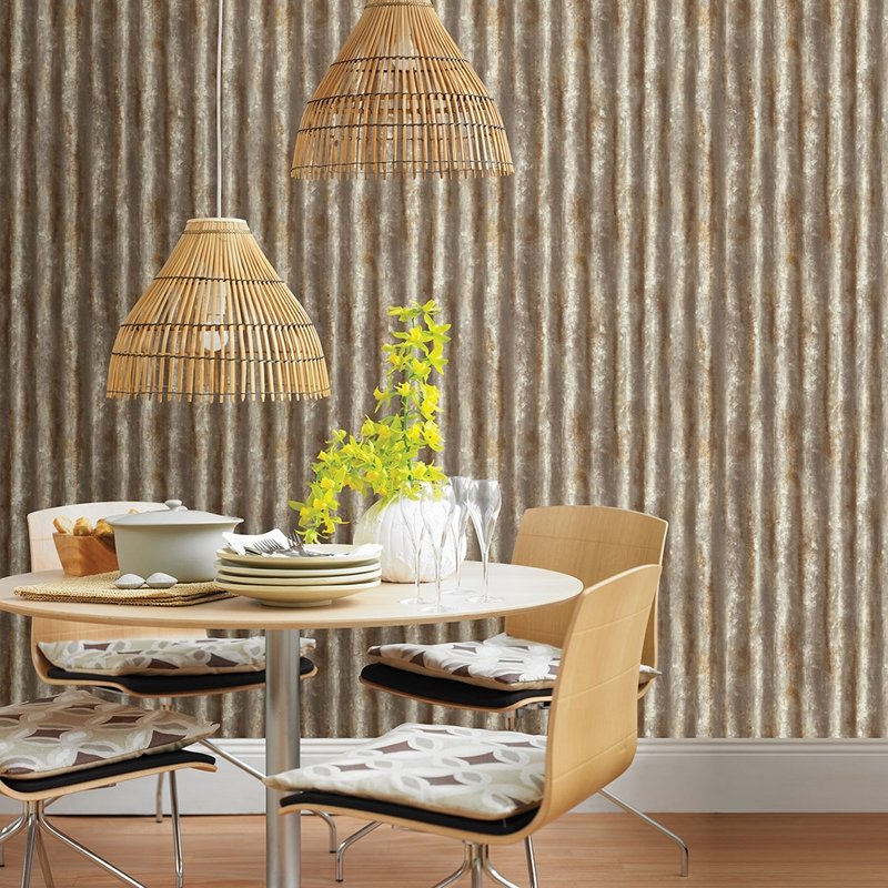 Shop 2922-22334 Trilogy Kirkland Rust Corrugated Metal Rust A-Street Prints Wallpaper