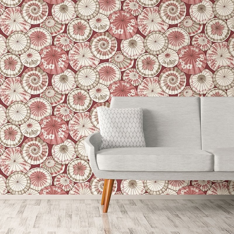 Select 2764-24359 Mikado Red Parasol Mistral A-Street Prints Wallpaper