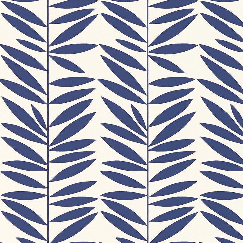 View 5007512 Leaf Stripe Marine Schumacher Wallpaper