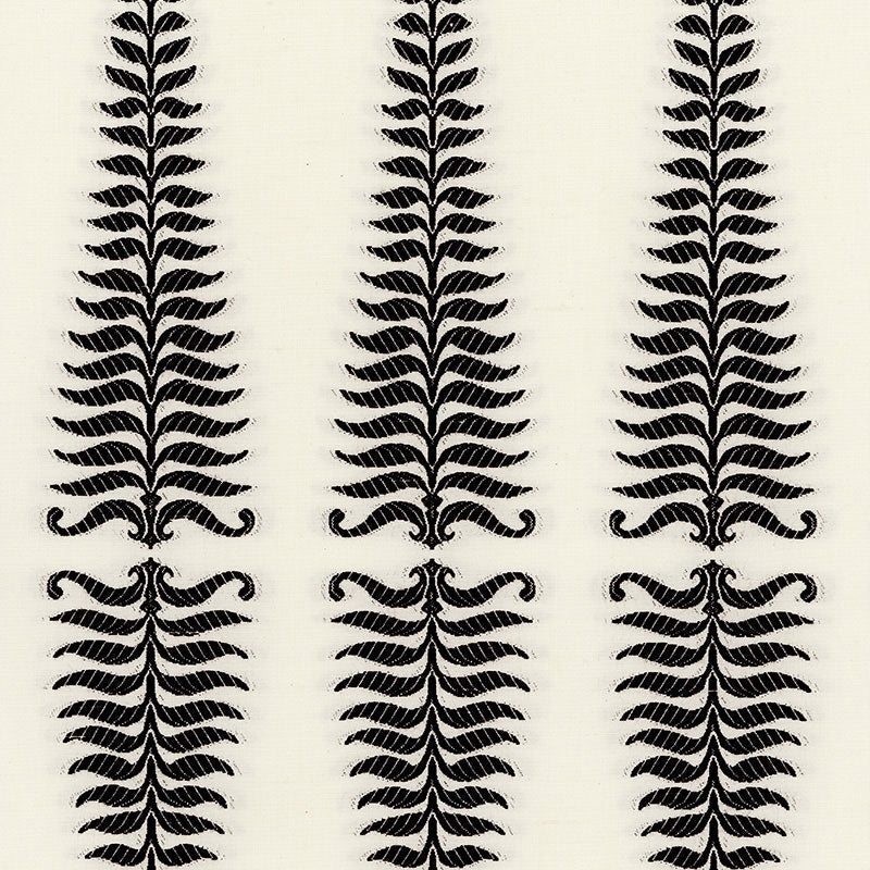 Purchase sample of 2643880 Fern Tree, Noir/Creme by Schumacher Fabric