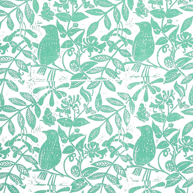 Purchase sample of 179211 Bird & Bee, Sea Glass by Schumacher Fabric