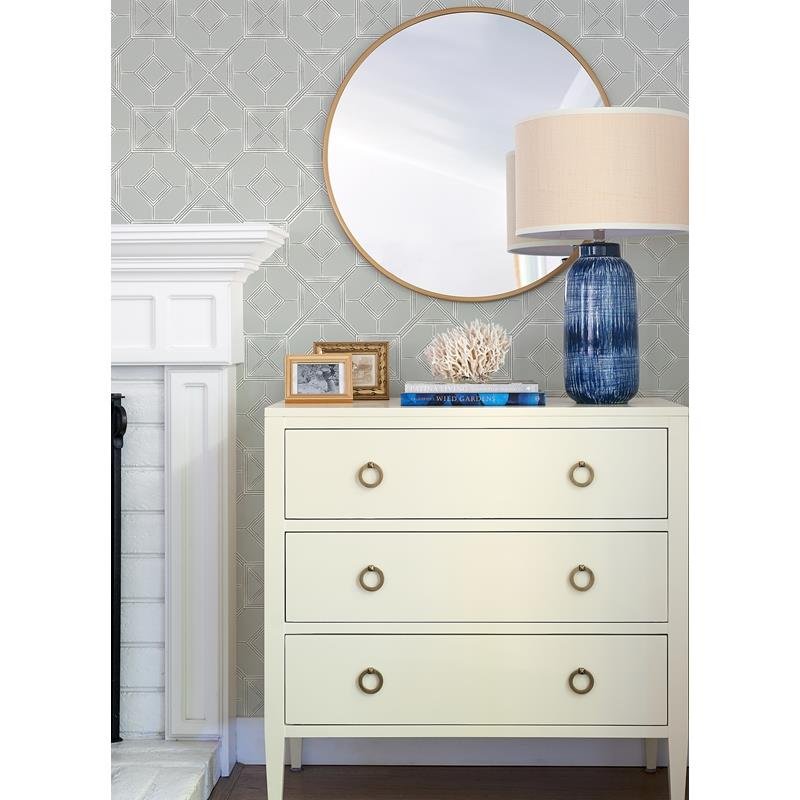 Save on 4014-26412 Seychelles Livia Grey Trellis Wallpaper Grey A-Street Prints Wallpaper