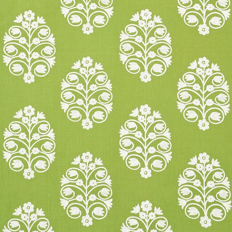 Purchase sample of 72092 Talitha Embroidery, Leaf by Schumacher Fabric