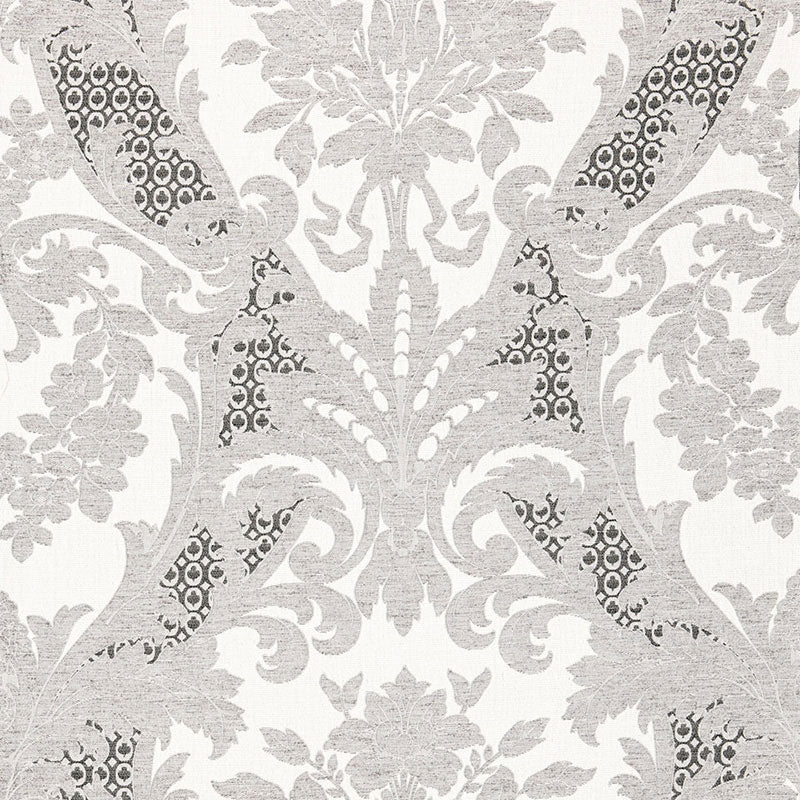 Purchase sample of 66342 Toscana Linen Damask, Grisaille by Schumacher Fabric