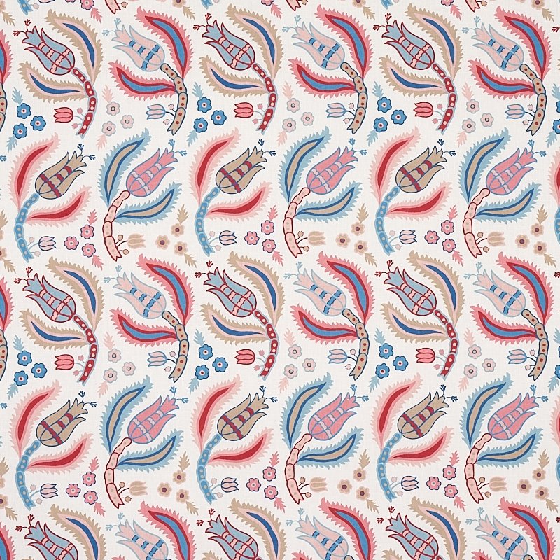 Purchase sample of 179851 Malabar Vine, Sky and Rose by Schumacher Fabric