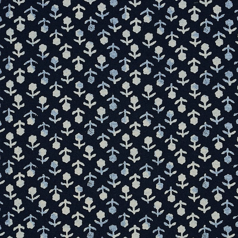 Purchase sample of 179351 Beatriz Hand Blocked Print, Indigo by Schumacher Fabric