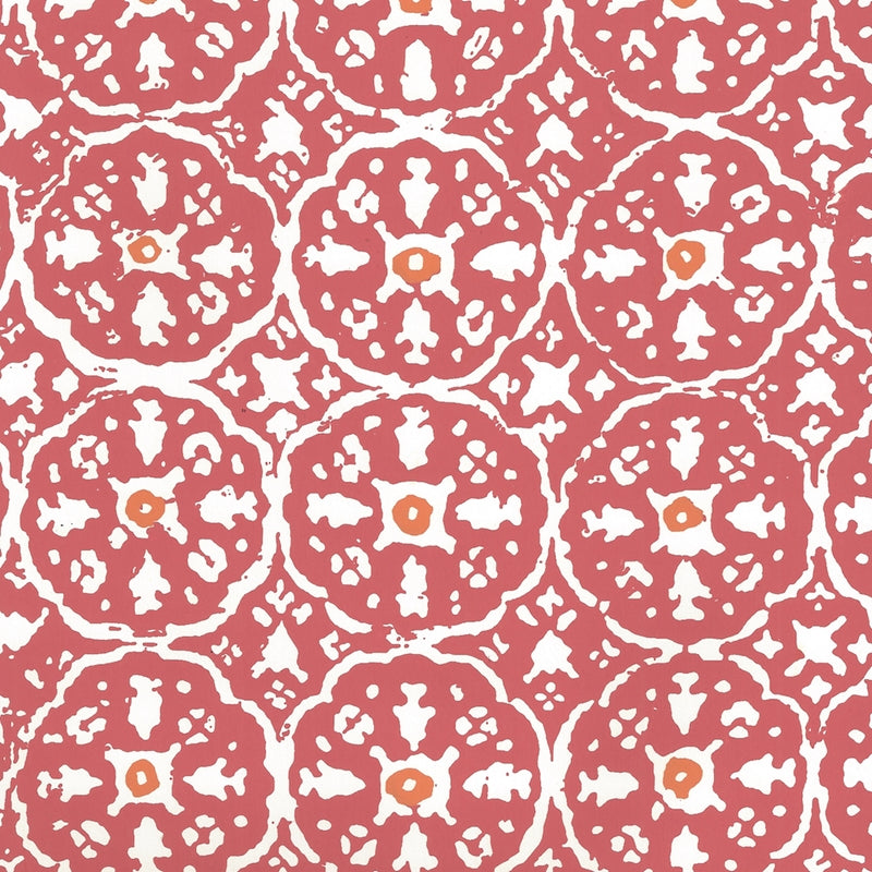 Shop 149-52WP Nitik Ii New Shrimp Orange on Almost White by Quadrille Wallpaper