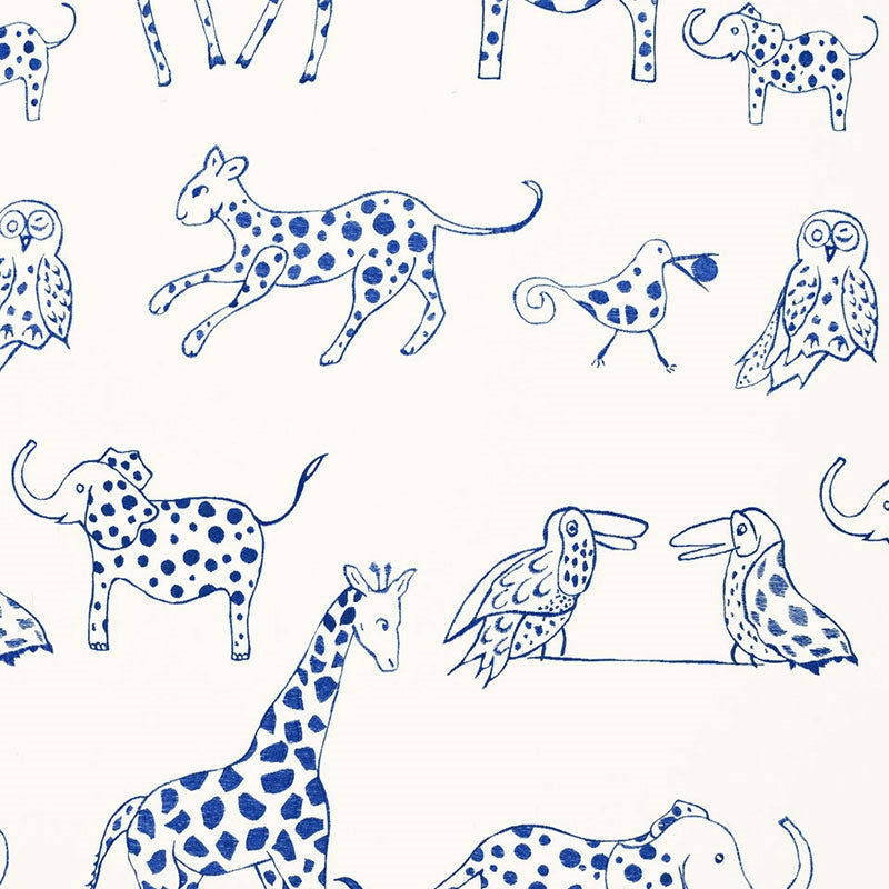 Purchase sample of 66250 Jungle Jubilee, Blueberry by Schumacher Fabric