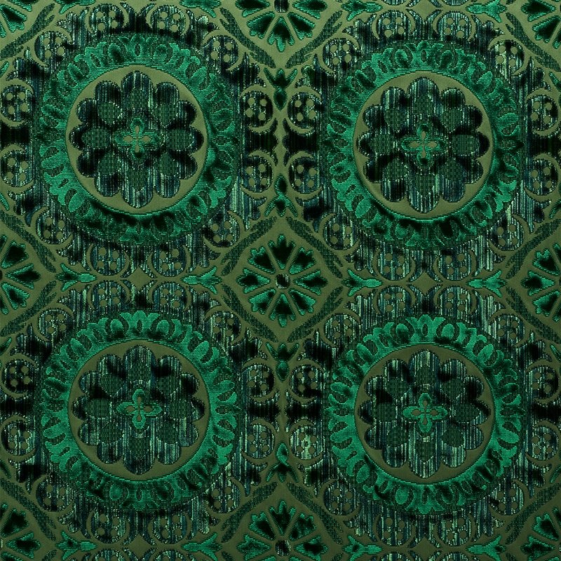 Purchase sample of 77641 Suzani Strie Velvet, Emerald by Schumacher Fabric
