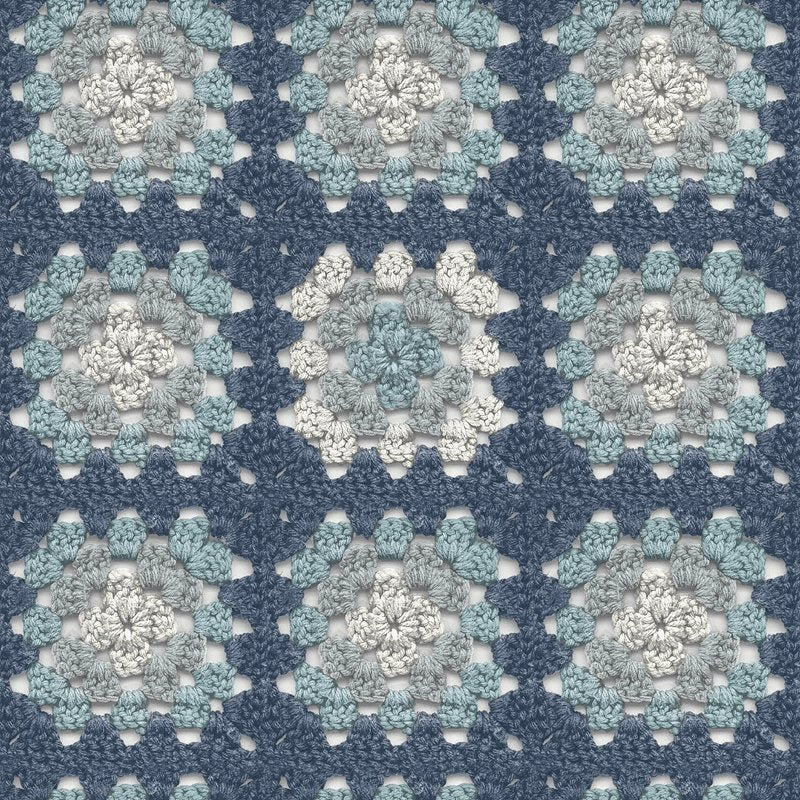Acquire 3124-13864 Thoreau Maud Blue Crochet Geometric Wallpaper Blue by Chesapeake Wallpaper