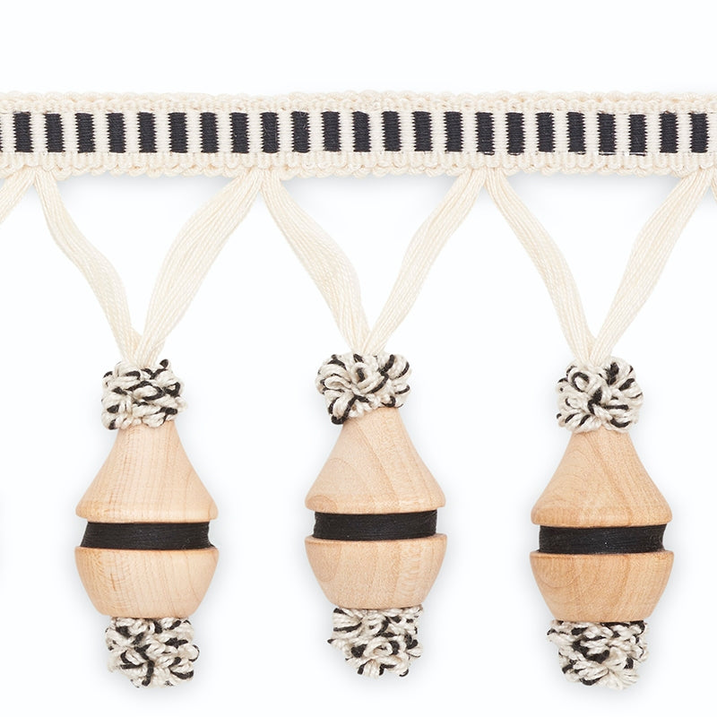 MF4021-3 | Claudine Molded Fringe, Black /Off White/Natural - Schumacher Fabric