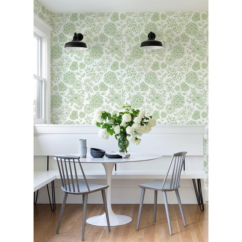 Find 2975-26204 Scott Living II Ada Green Floral Green A-Street Prints Wallpaper