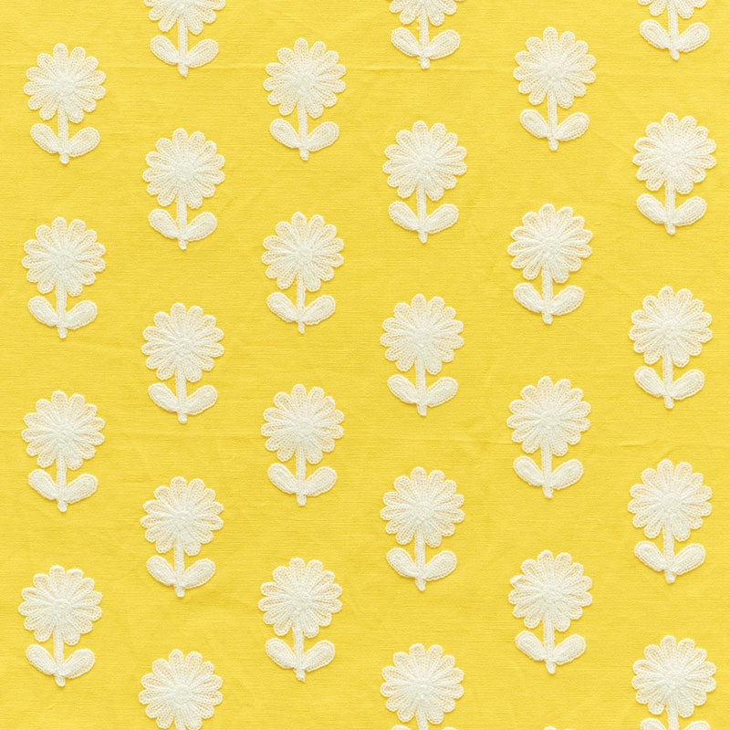 Purchase sample of 73480 Paley Embroidery, Yellow by Schumacher Fabric