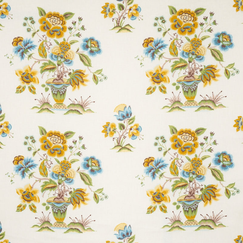 Purchase sample of 180042 Ashford Linen, Ochre And Sky by Schumacher Fabric