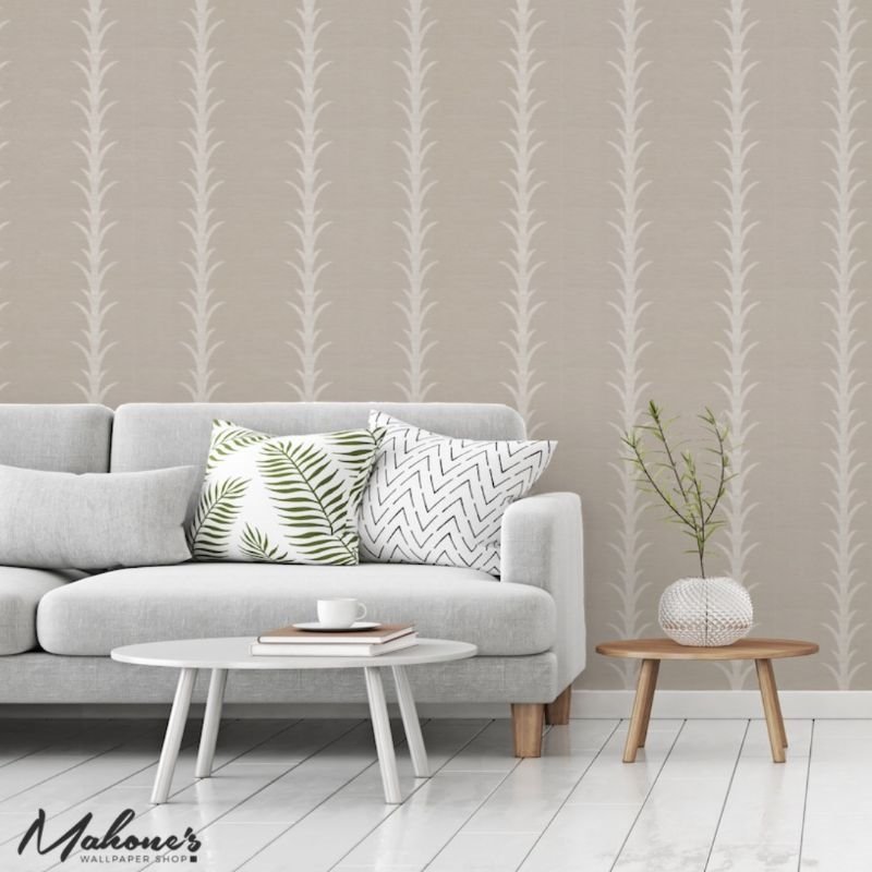 Acquire 5008593 Acanthus Stripe Vinyl Grey Schumacher Wallpaper