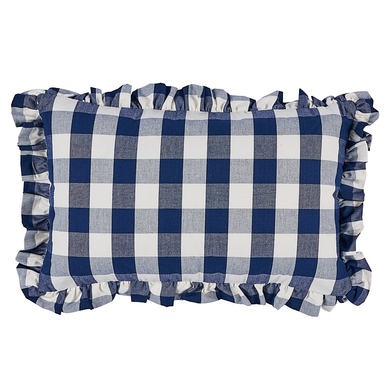So6304315 | Camden Cotton Check Pillow, Navy - Schumacher Furniture and Accessories