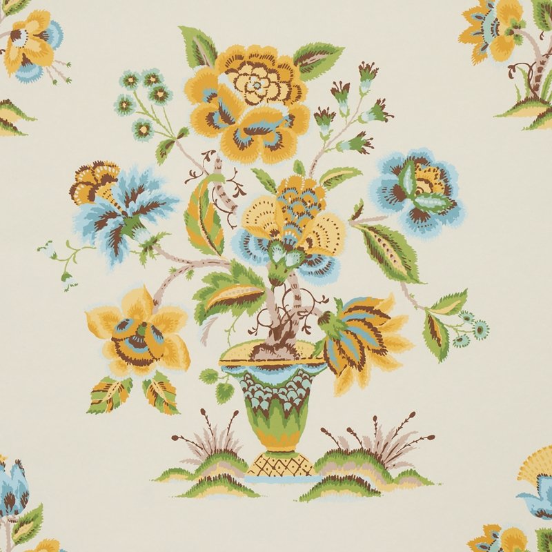 Find 5013182 Ashford Ochre and Sky Schumacher Wallcovering Wallpaper