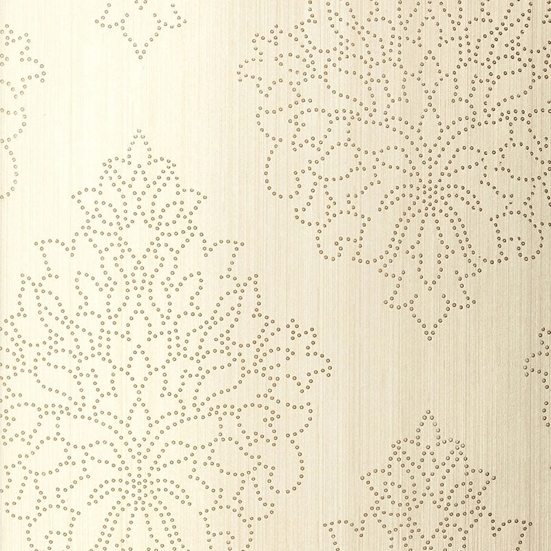 Shop 5005660 Beaded Damask Alabaster Schumacher Wallpaper