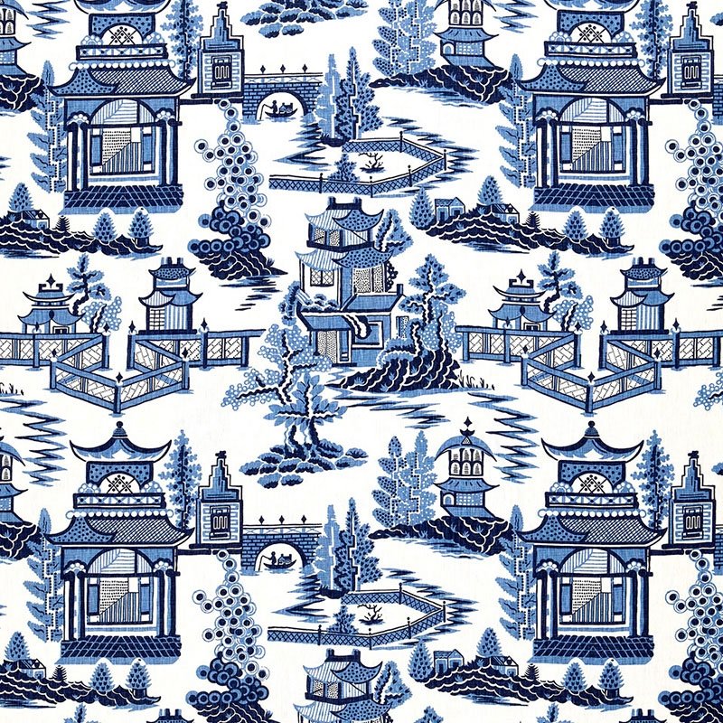 Purchase sample of 174431 Nanjing, Porcelain by Schumacher Fabric