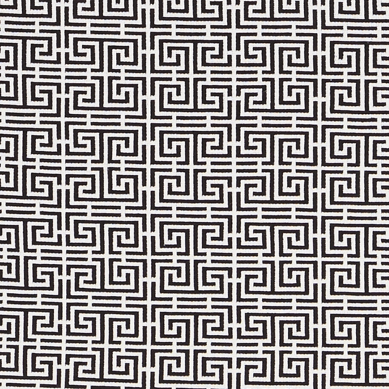 Purchase sample of 70565 Chinois Fret, Black/White by Schumacher Fabric