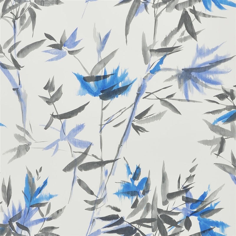 Sample PDG652-05 Bamboo, Cobalt by Designer Guild Wallpaper