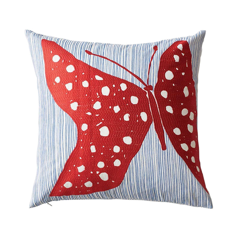 So555004 | Mariposa Pillow A, Red and Blue - Schumacher Furniture and Accessories