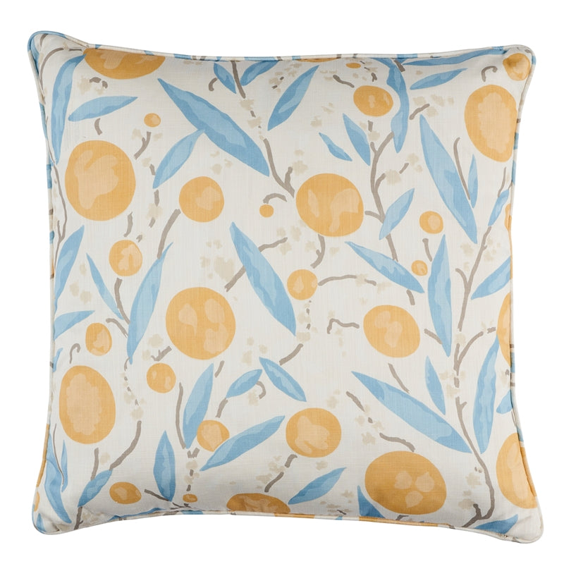 So18006006 | Mirabelle 22" Pillow, Yellow and Sky - Schumacher Furniture and Accessories