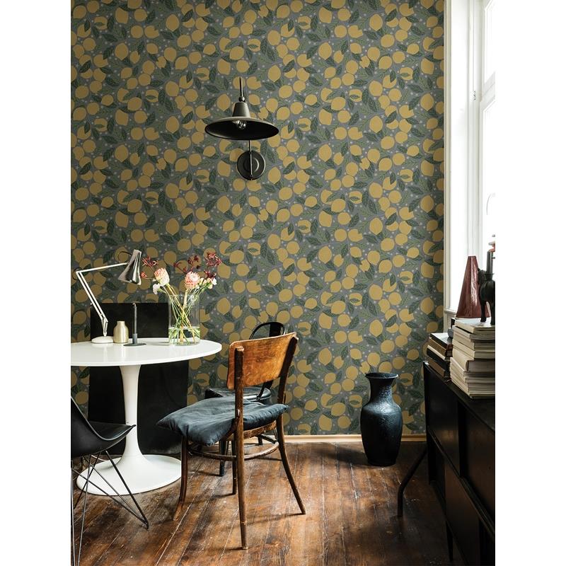 Acquire 2999-44132 Annelie Lemona Blue Fruit Tree Blue Yellow A-Street Prints Wallpaper