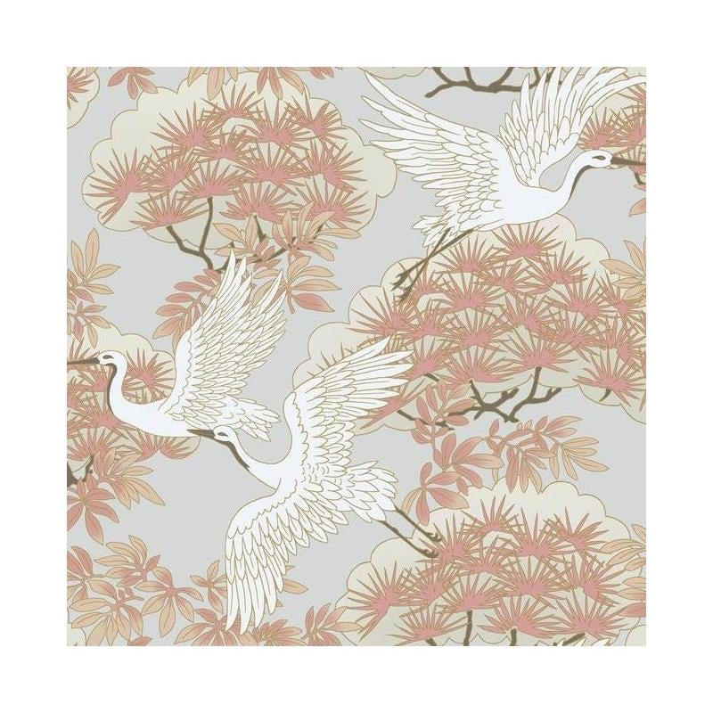 Sample - AF6590 Tea Garden, Sprig Heron Orange by Ronald Redding