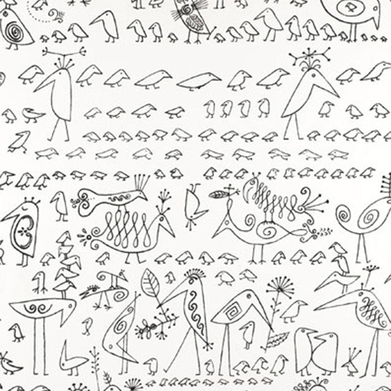 Purchase sample of 174770 Aviary, Black On White by Schumacher Fabric