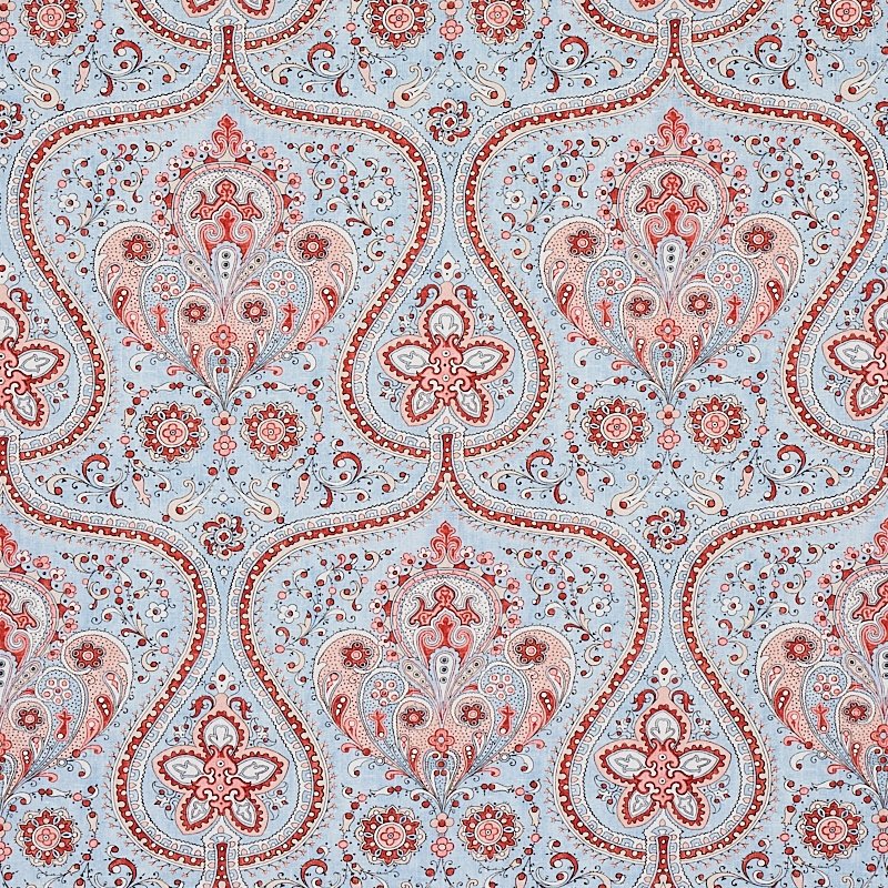 Purchase sample of 179861 Paisley Court, Sky and Rose by Schumacher Fabric