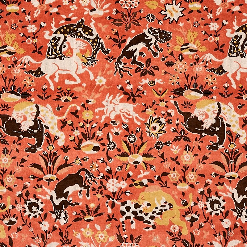 Purchase sample of 80172 Saint Ambrose Velvet, Coral by Schumacher Fabric