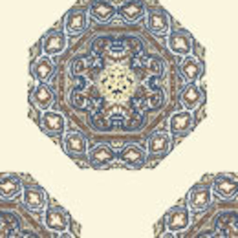 Search HC1700W-04WP Medallion Brown Navy On Cream by Quadrille Wallpaper