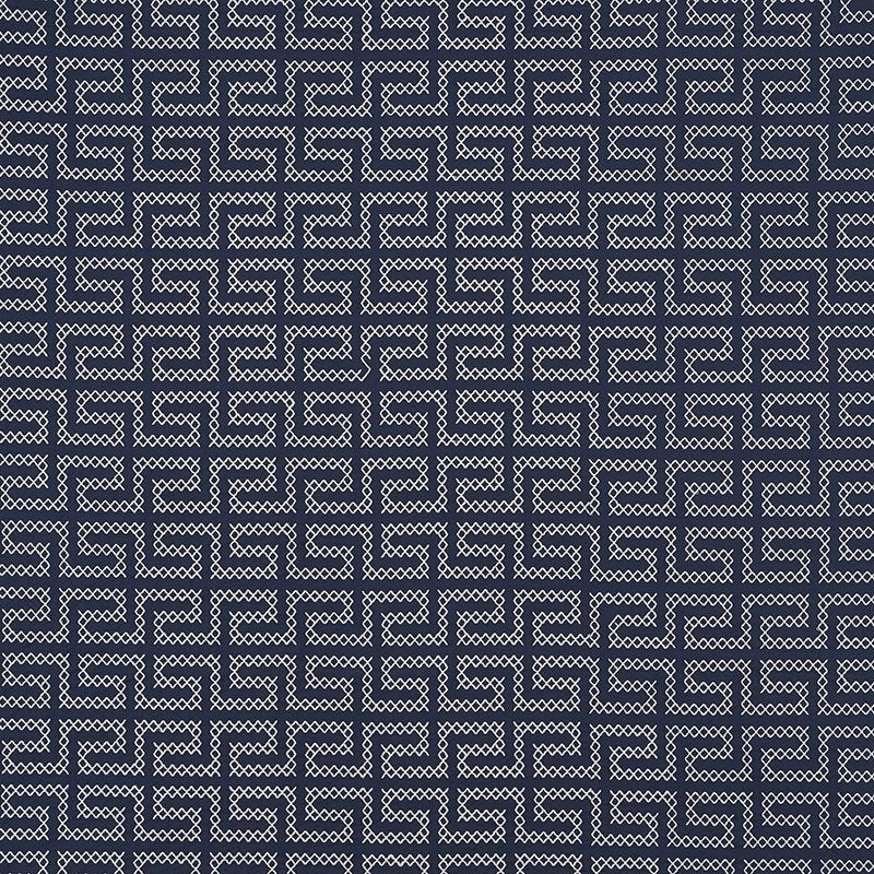 Purchase sample of 70233 A Maze Embroidery, Navy by Schumacher Fabric