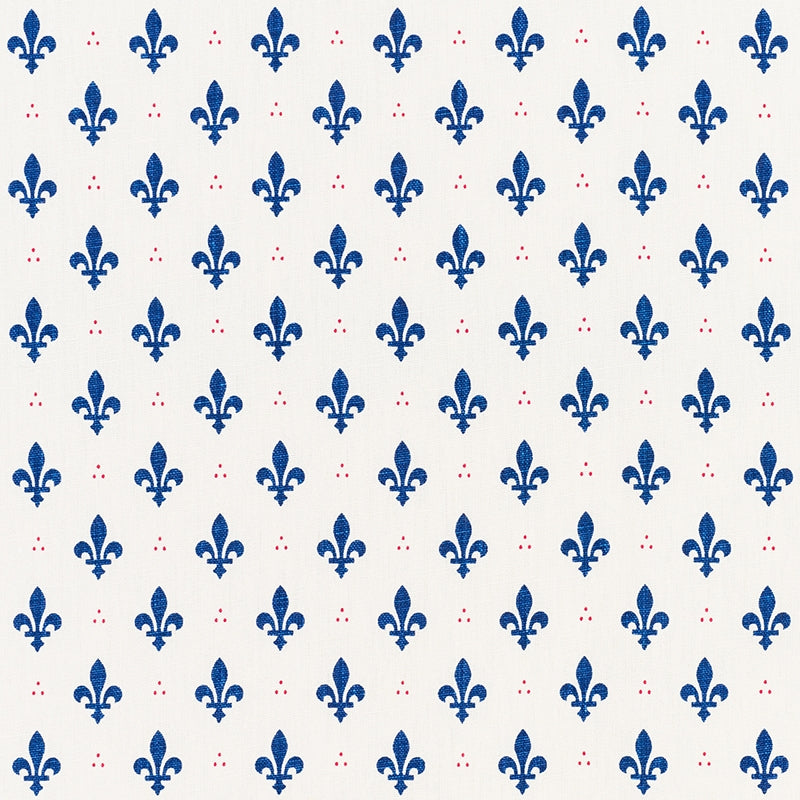 Purchase sample of 176961 Fleur De Lis, Bleu Rouge by Schumacher Fabric