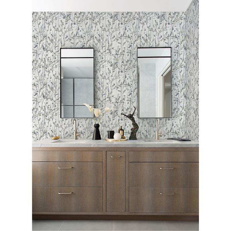 Purchase 2975-26238 Scott Living II Leandra Grey Floral Trail Grey A-Street Prints Wallpaper