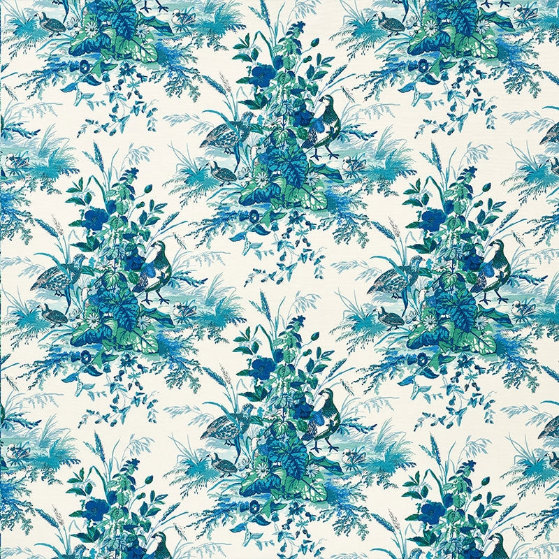 Purchase sample of 1106044 Quail Meadow, Peacock by Schumacher Fabric