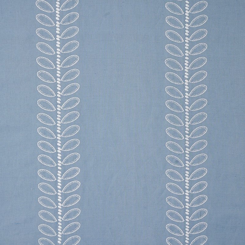 Purchase sample of 78742 Camile Embroidery, Sky by Schumacher Fabric