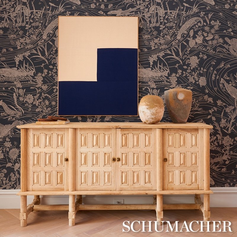 Save on 5013281 Sea Garden Charcoal Schumacher Wallcovering Wallpaper