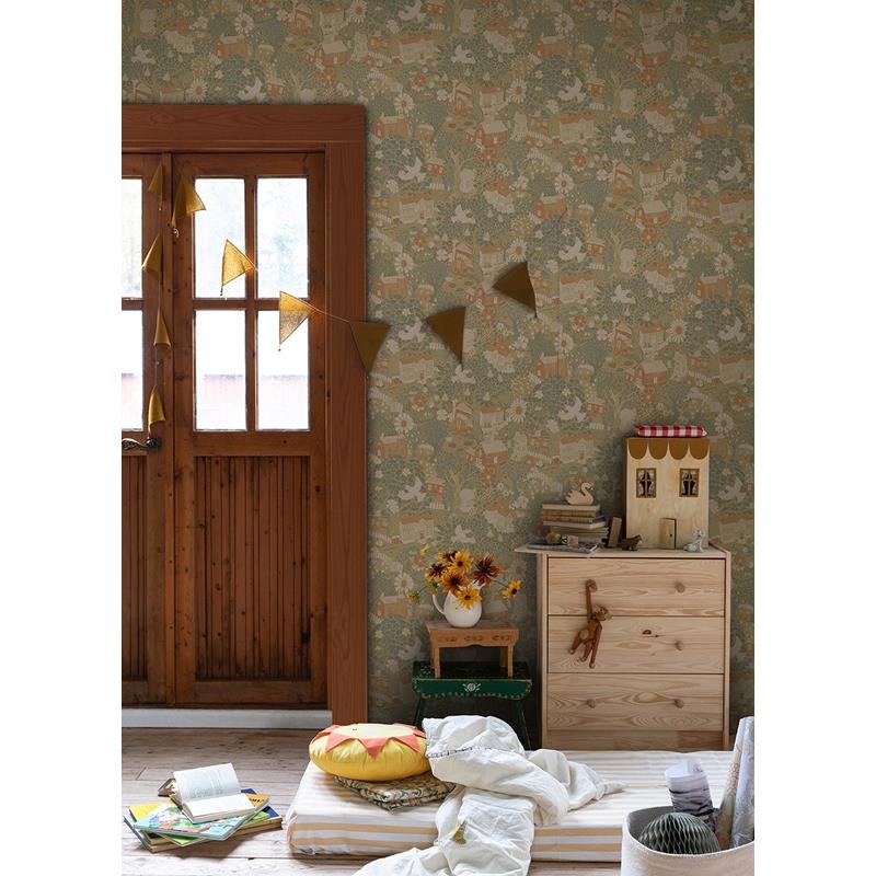 Acquire 4111-63002 Briony Bygga Bo Butter Woodland Village Wallpaper Butter A-Street Prints Wallpaper