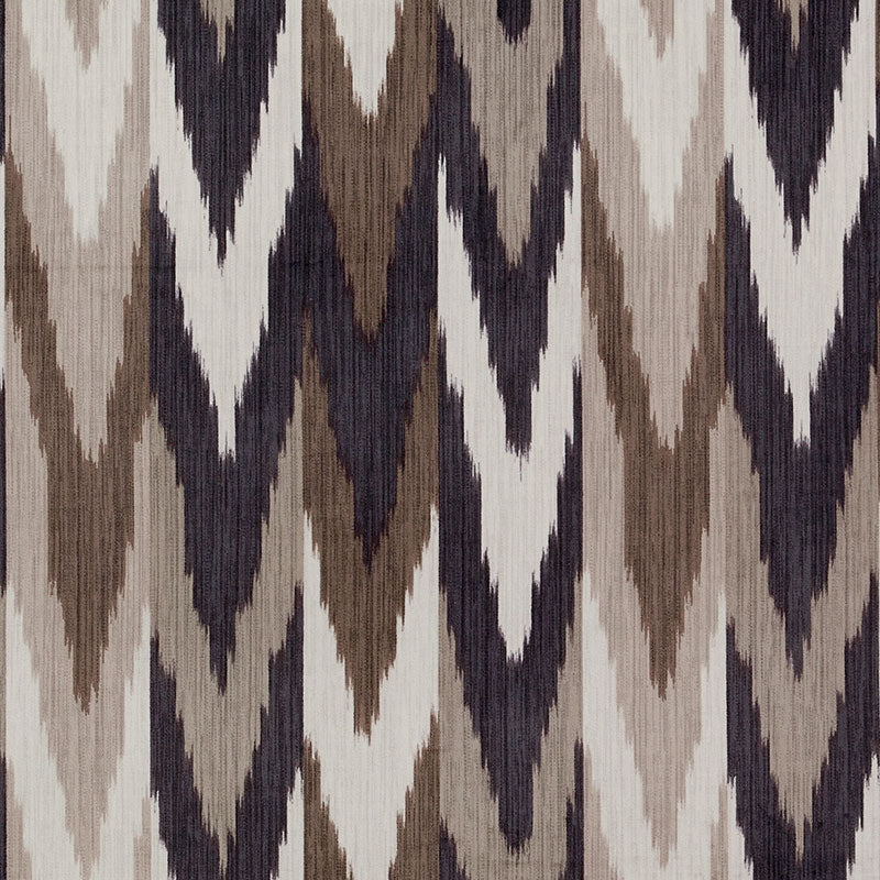 Purchase sample of 176101 Kashgar Ikat Carbon Teak by Schumacher Fabric