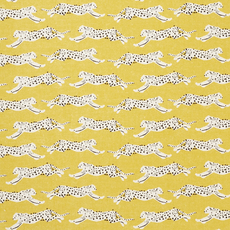 Select 177740 Leaping Leopards Yellow by Schumacher Fabric