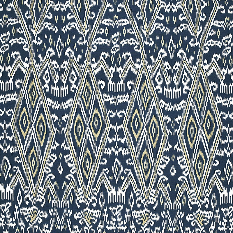 Purchase sample of 174752 Maya Ikat Print, Indigo by Schumacher Fabric