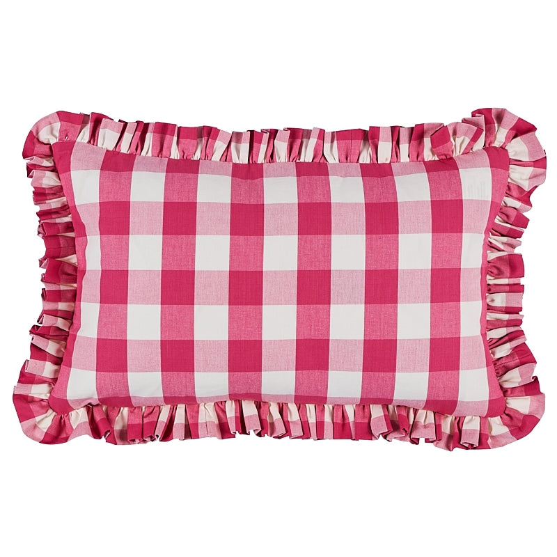 So7732115 | Camden Cotton Check Pillow, Magenta - Schumacher Furniture and Accessories
