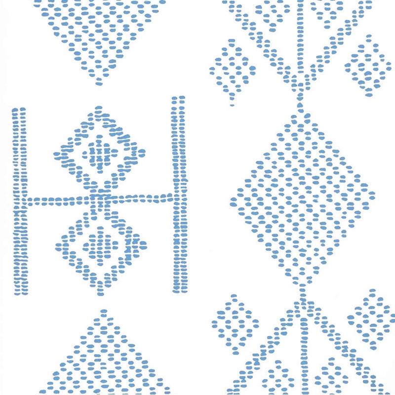 Acquire AP890-05AWP Vacances French Blue on Almost White by Quadrille Wallpaper