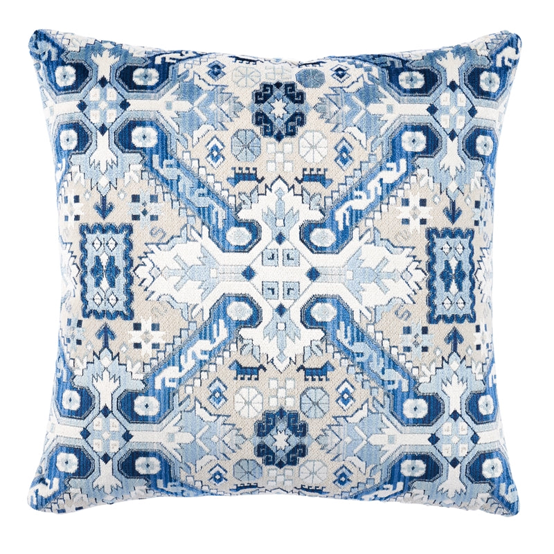 So8060105 | Tiraz Velvet 20" Pillow, Indigo - Schumacher Furniture and Accessories