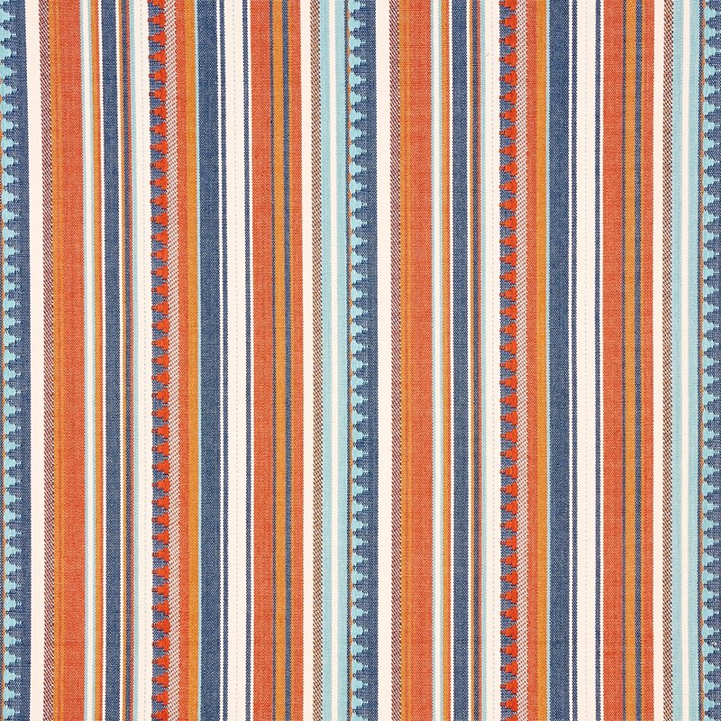 Purchase sample of 78730 Zuni Stripe, Blue & Orange by Schumacher Fabric