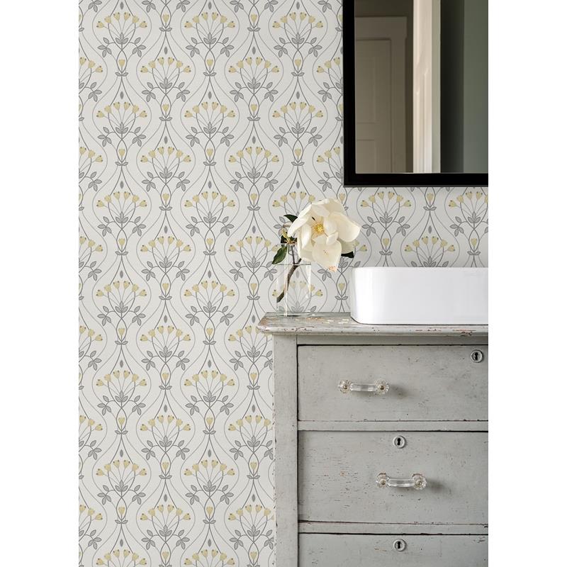 Save on 2970-26147 Revival Dard Grey Tulip Ogee Wallpaper Grey A-Street Prints Wallpaper