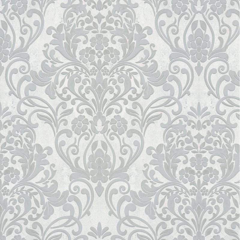 Buy 4041-32602 Passport Anders Silver Damask Wallpaper Silver by Advantage