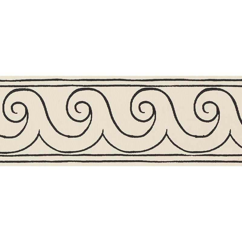 70750 | Greek Waves Trim, Black On Ivory - Schumacher Fabric